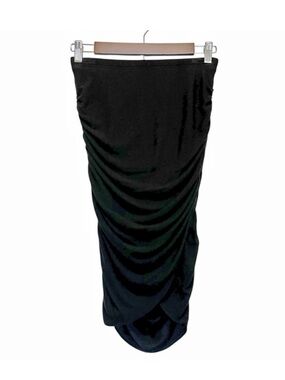 Stem Midi Skirt Tencel Lyocell Knit Ruched Black Size XS